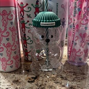 Starbucks Clear Bear Tumbler with Green Lid